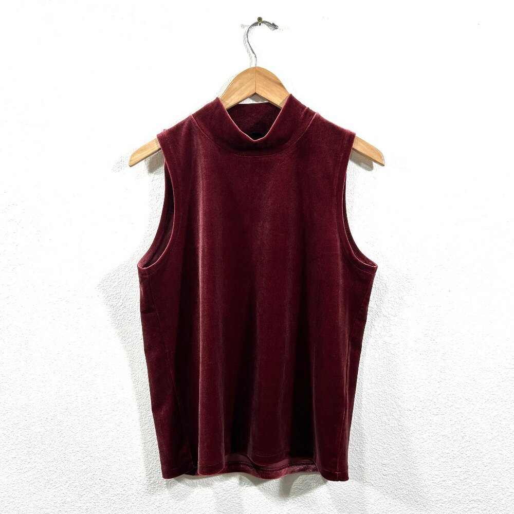 JCrew Velvet Turtleneck Sleeveless top wine size med